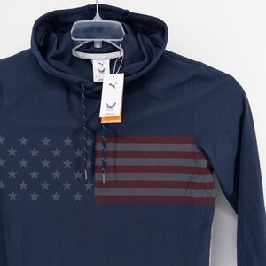 Puma x Volition Mens M America Flag Hoodie Navy Blue 629548 Golf Athletic UPF50